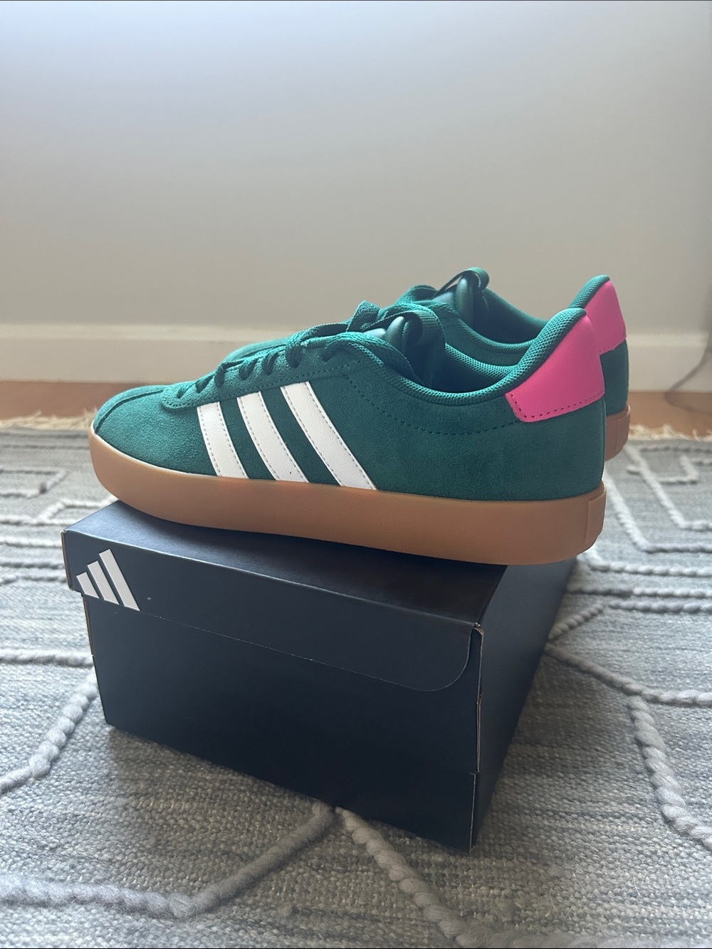 NWT- Authentic Adidas Women’s VL Court 3.0 Athletic Sneakers - Dark Green Suede